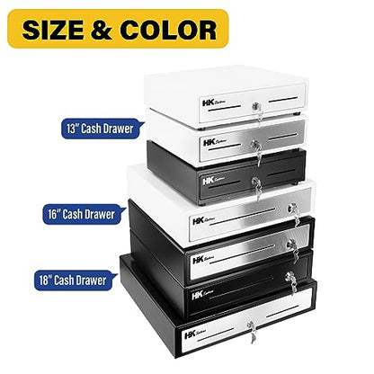 HK SYSTEMS 16inch "Stainless Steel" Front Heavy Duty POS "USB" Interface Cash Drawer with 5Bill/5Coin (BLACK) "NO compatibility with Square POS system for now" - color: 16" POS-USB Black