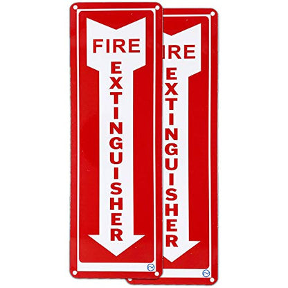 Fire Extinguisher Required Sign - For Indoor or Outdoor Use - 2 Signs White & Red - Hard & Durable Plastic with Holes - 12” x 4” - Pre-Drilled Mounting Holes