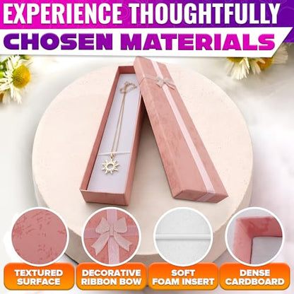 KETAR 24 Pack Necklace Gift Box Bulk, Rigid Cardboard with Foam Insert - color: 24 Pcs Color Mix