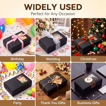 Spakon 30 Pcs Black Soap Boxes with Window, 3.5x2.6x1.2 Inch Kraft Paper - color: Black