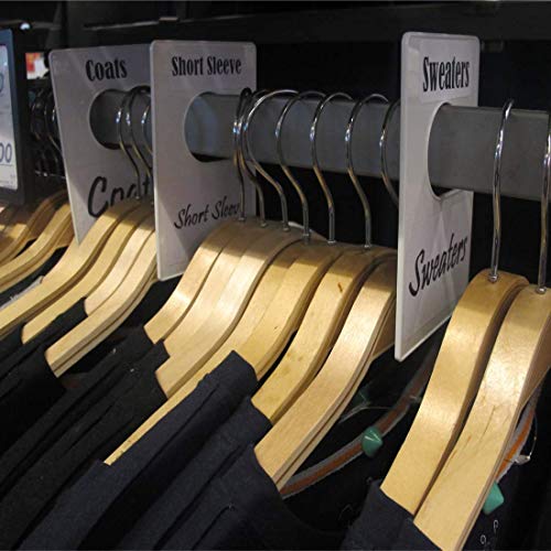 16 Pack White Clothing Rack Size Dividers Plus 60 Labels (1 Inch) and 16 Large Blank Labels, Large Rectangular Clothing Closet Dividers (Pearl White)