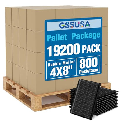GSSUSA Black Bubble Mailers 4x8 Padded Envelopes 19200 Pack, 1Pallet - color: Black, size: 4x8 19200PC