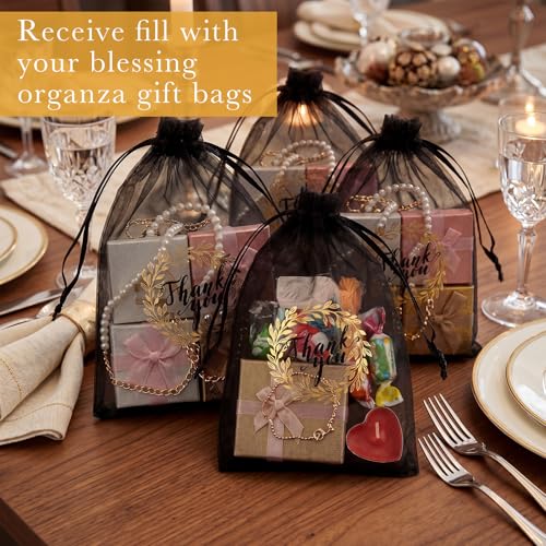 Shappy 100 Pcs 4x6 Inch Black Organza Bags, Thank You Drawstring Gift Bags - color: Black, size: 1 Count (Pack of 100)