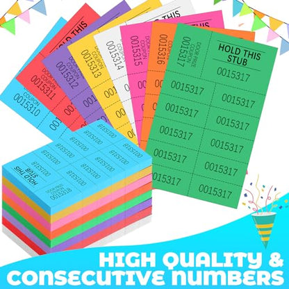 Kosiz 504 Pcs Raffle Tickets Basket Auction 10 Bid Numbers, Colorful - color: Colorful