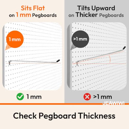 JEAWIWI 30 Pcs Metal Pegboard Hooks, 12 Inch, Fit 1/5 in Peg Board - size: 12in 30pcs