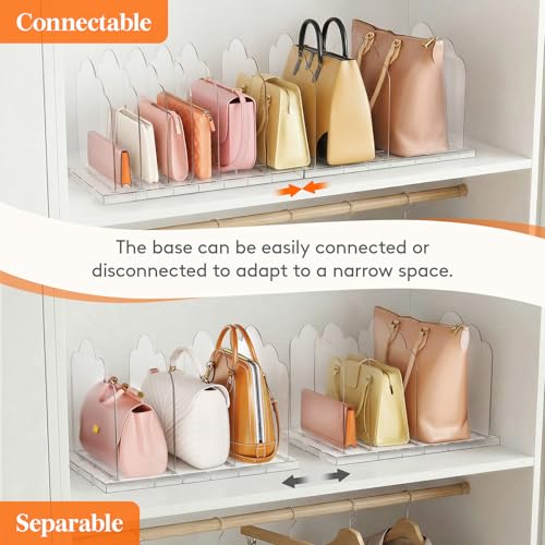 Lifewit Purse Organizer for Closet, 9.7" Tall Clear Handbag Shelf Dividers - size: 9.7"H