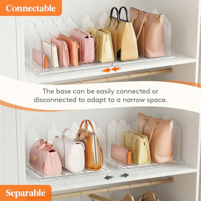 Lifewit Purse Organizer for Closet, 9.7" Tall Clear Handbag Shelf Dividers - size: 9.7"H