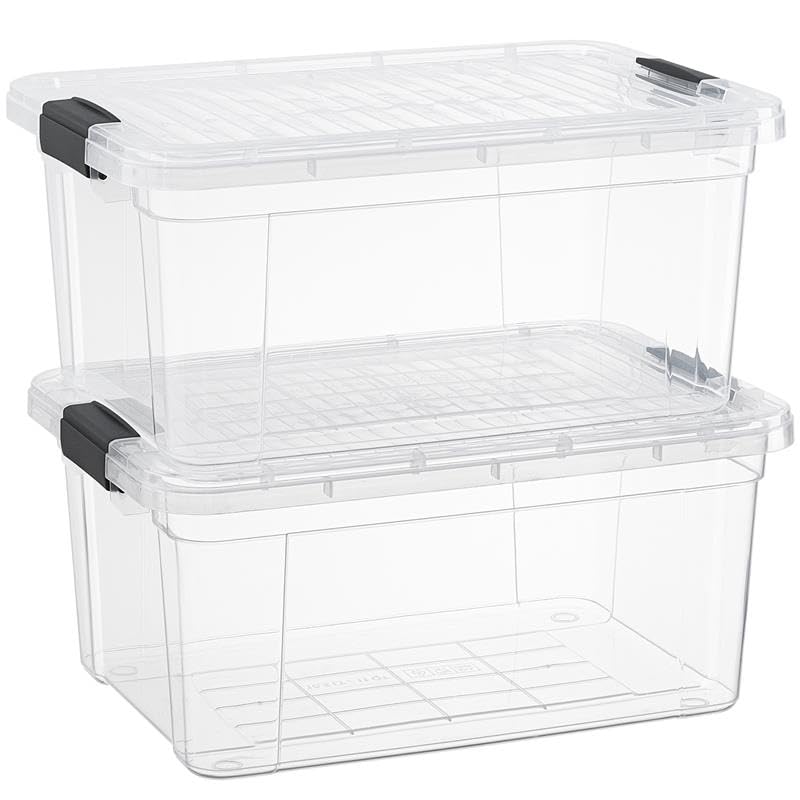 Superio 21 Quart Clear Plastic Storage Boxes with Lids, Stackable Organizer Containers, BPA-Free Storage Bins for Home, Office, School & Dorm, 2 Pack - size: 21 Quart
