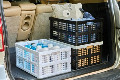 Aebeky 3-Pack Plastic Collapsible Storage Crates-30L,Foldable Plastic Crates for Storage (Black) - color: Black