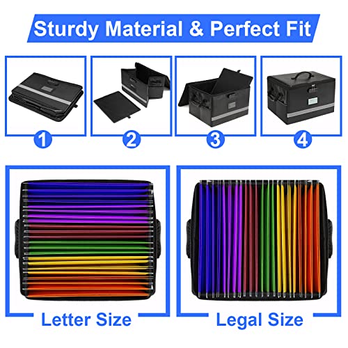 EXLIFBAG Fireproof File Organizer with Lock, 1 Layer - color: Black, size: 1 Layer