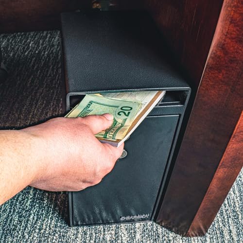 Barska Key Lock Depository Drop Safe – Steel Lock Box with Drop Slot, Anti-Fishing Baffle, for Cash, Receipts, Keys & Valuables – Ideal for Business & Office Use - style: Dual Key Standard