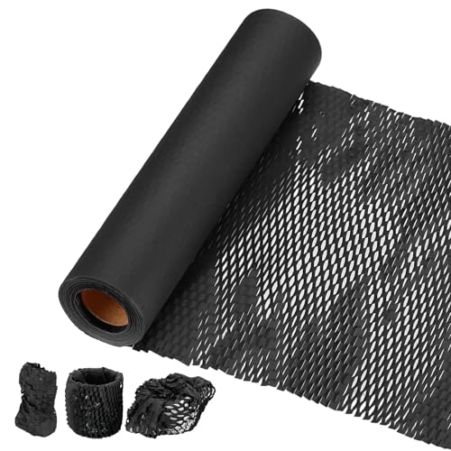 PATIKIL Honeycombs Packing Paper, 12" x 66' Honeycombs Cushioning Wrap Roll Kraft Wrapping Paper for Shipping Moving Wrapping Gifts, Black - color: Black, size: 12" x 66'