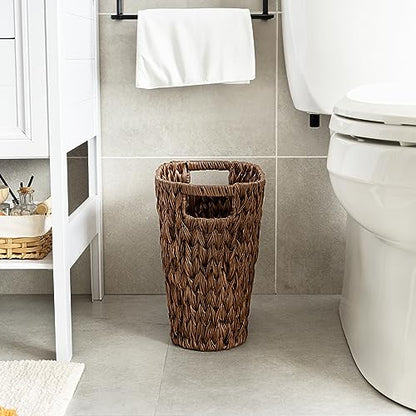 GRANNY SAYS Bedroom Trash Can, Wicker Waste Basket for Bathroom, Brown - color: Brown, size: Rectangular - 13"L x 7½"W x 12¼"H