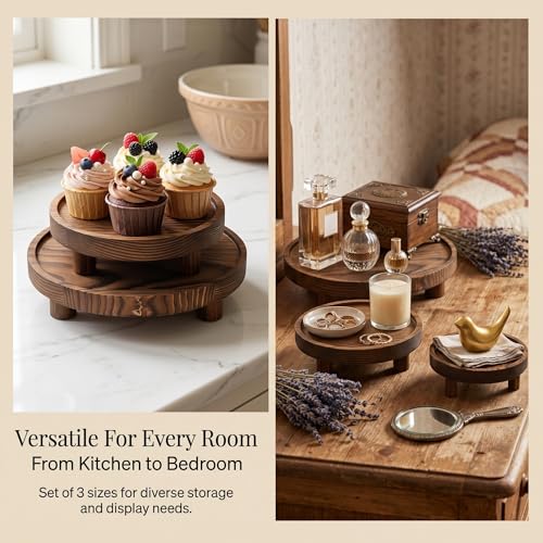 6 PCS 5/6/8 Inch Wooden Risers for Display Wood Pedestal Stand (Brown) - color: Wood