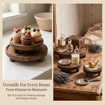 6 PCS 5/6/8 Inch Wooden Risers for Display Wood Pedestal Stand (Brown) - color: Wood