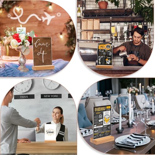 Vinsot 24 Pack 4 x 6 Inches Clear Acrylic Sign Holder with Wood Base - color: Clear, size: 4 x 6 inches