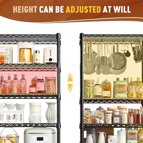 REIBII 7-Tier Metal Shelving Unit, 71’’H x 18’’W x 18’’D, 1176 LBS Weight Capacity, Adjustable Garage Shelving for Storage, Heavy Duty Shelves for Kitchen, Living Room, Bathroom etc. - size: 7 Tier-18"D x 18"W x 71"H