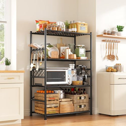 DurayLoly 5-Tier Metal Shelving with Hooks & Side Panel for Kitchen Pantry - size: 36" W x 12" D x 60" H (4T)