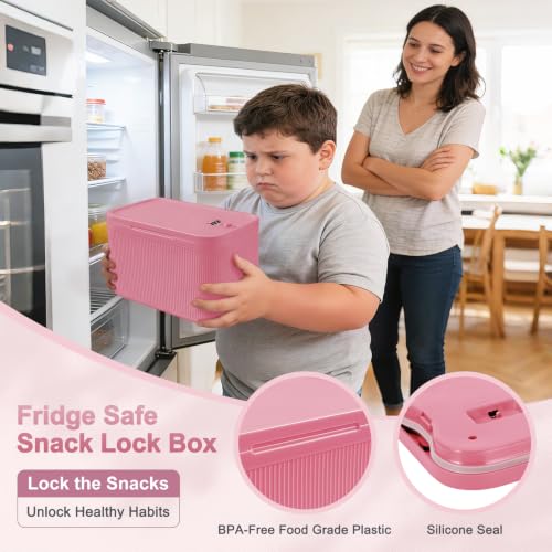 Upgraded Taller Lock Box for Medication, Phone Jail & Snacks – Large Lockable Storage Box with 3-Digit Combination Lock, Food-Safe BPA-Free Plastic– Medicine Lock Box for Home, Fridge, Travel - color: Pink Plus