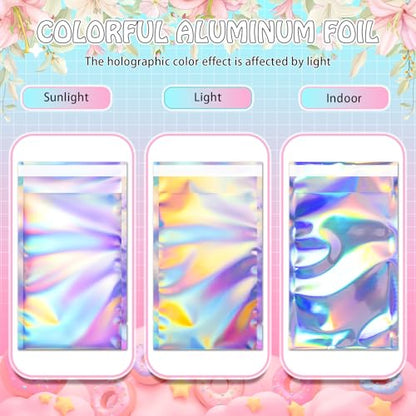 FUNFERY 5.5x7.9in Holographic Mylar Poly Mailers Self Sealing Adhesive Bag - color: Holographic Self Adhesive-50P, size: 5.5x7.9 inch