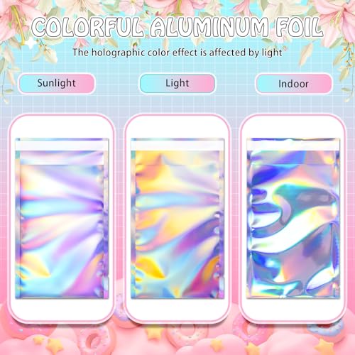 FUNFERY 5.5x7.9 in Holographic Mylar Poly Mailers Self Sealing Adhesive Bag - color: Holographic Self Adhesive-100P, size: 5.5x7.9 inch