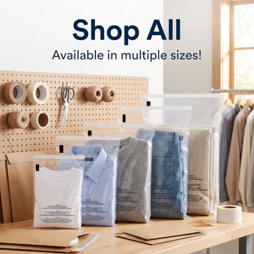 10” X 15” (100 Count) Self Seal Clear Poly Bags with Suffocation Warning - size: 10" X 15"