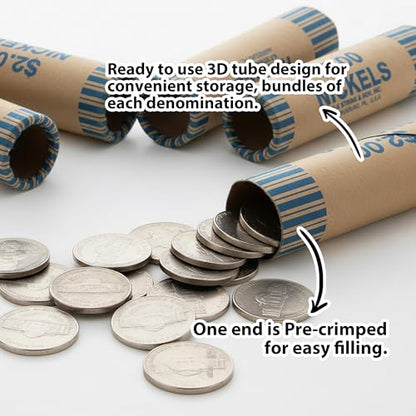 BAZIC Products Nickel Coin Wrappers, $2 Rolls, Bulk 36 Pack, 2-Pack - color: Nickel Rolls, size: 2-Pack