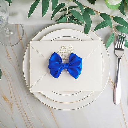 AIMUDI Royal Blue Satin Ribbon Twist Ties & Bows for Treat Bags, Crafts, Gift Wrapping, Cake Pops & Wedding Favors - 24 Counts - color: Royal Blue