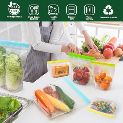 SPLF 12 Pack Reusable Sandwich Bags Dishwasher Microwave Safe - size: Sandwich
