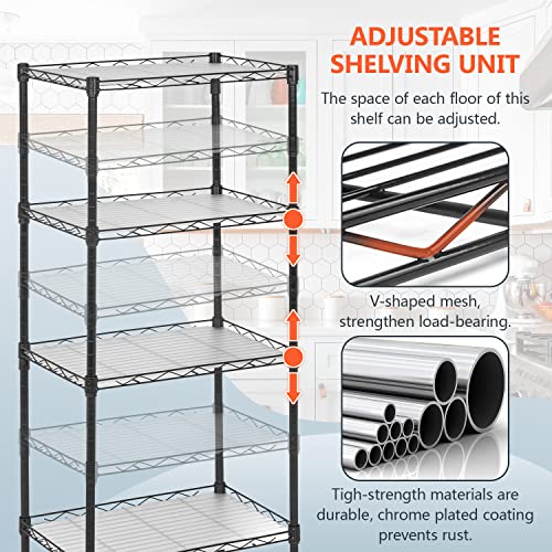 FDW | 4-Tier Wire Shelf | 18" x 12" x 44" | Black - color: Black, size: 18×12×44