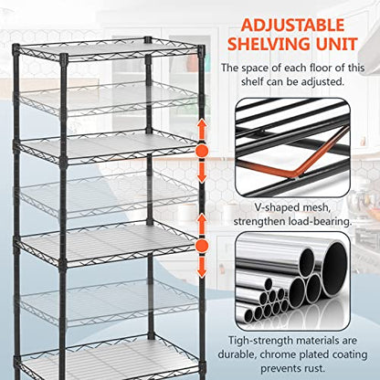 FDW | 4-Tier Wire Shelf | 18" x 12" x 44" | Black - color: Black, size: 18×12×44