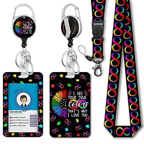 Giancomics Autism Lanyard for ID Badges, Badge Holder Retractable Reel Card - color: Autism Awareness