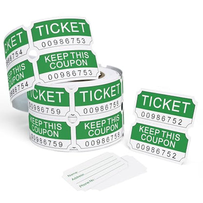 L Liked 250 Raffle Tickets Rolls,Green (4 Color Selection),Double Roll,50/50 Raffle Tickets for Events, Entry, Class Reward - color: 250 Tickets-green