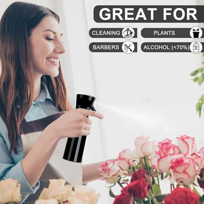 hair spray bottle, ultra-fine spray continuous spray bottle (200ml/6.8oz), used for hair design, vegetation, cleaning and skin care - empty, reusable (Pure Black) - color: Pure Black