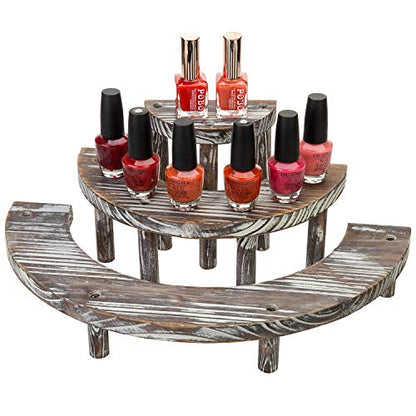 MyGift 3 Tier Torched Wood Cupcake Stand Dessert Display Riser Set of 3 - color: Torched Wood