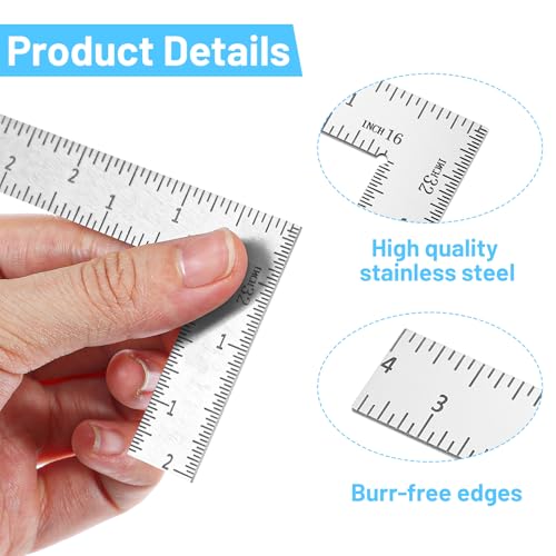 Mabor L Shaped Ruler Mini Measuring Tool, 2 inch by 4 inch Square Ruler 90 Degree Square L Rulers Framing Measuring Tools for Engineers Carpenter