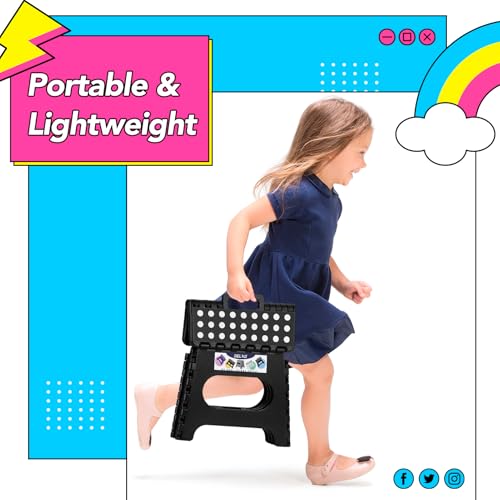 Delxo Folding Step Stool 11 inch 2 Pack,300 Lbs Step Stool for Kids&Adults - color: Black, size: 11 Inch-2 Pack