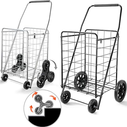 Wellmax 2-Pack Stair Climber Cart, Folding Grocery Cart for Stairs, XL & L - size: Large-Medium