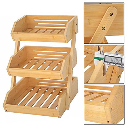 Merysen 3-Tier Bamboo Fruit Basket for Kitchen Countertop, Self-assembly - size: 3 Tier Bamboo