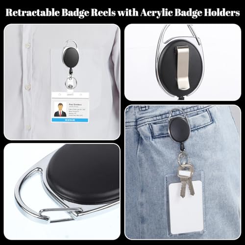 2 Pack Badge Holders Retractable Badge Reel with Clear Acrylic ID Holder - style: 2 Set Acrylic Material