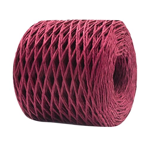 Mandala Crafts Burgundy Natural Raffia Yarn for Crochet Gift Wrapping - color: Burgundy, size: 1/16 Inch 200 Yards Raffia Yarn