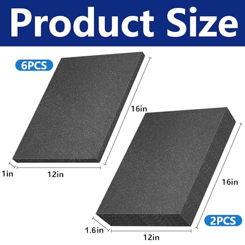 DECOHS 8 Pcs Polyurethane Foam Sheets- 2 Sizes Cuttable Foam Inserts for Cases- Packing Foam Pads for Toolbox Camera Storage and Crafts - size: 2 Sizes
