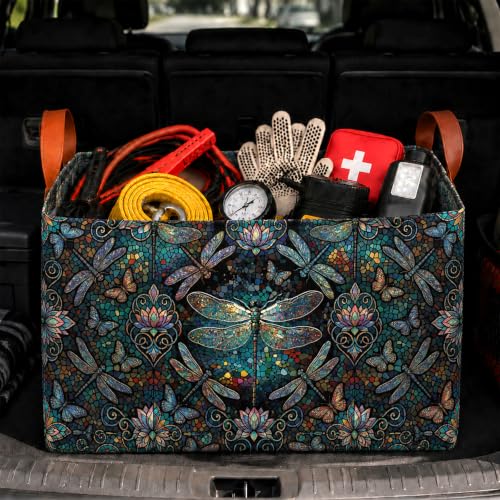 Dragonfly Car Trunk Organizer 20L Fold Auto Storage Basket with Handles - color: Dragonfly