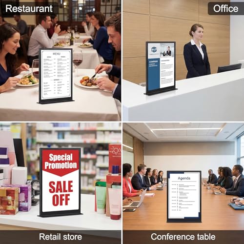 6 Pack A4 Metal Sign Holder,8.27" x 11.69", Double Sided Tabletop Stand