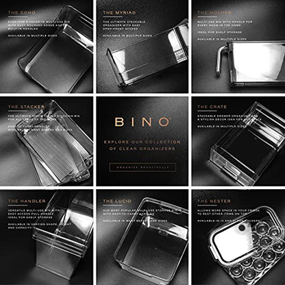 BINO | Stackable Plastic Storage Bins, Medium | THE MYRIAD COLLECTION | Multipurpose Bins | Pantry Organizers And Storage | Home Organization Containers | Clear Plastic Fridge Bin | Freezer Organizer