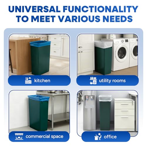 PLASTIC PRINCE 23 Gallon Slim Trash Can Kitchen, Commercial Tall Trash Bin Narrow, Rectangular Slim Jim Skinny Garbage Can for Home Garage Cabinet Restaurant, Green - style: Green Can