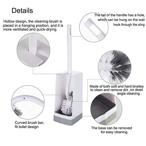 Marbarsse Bathroom Toilet Bowl Brush and Holder, Curved Design Toilet Brush for Deep Cleaning Under Rim, Best Toilet Brush Set, Easy Handy CompactToilet BowlCleaner Brush for Bathroom, 1 Pack - color: White-1 Pc-a