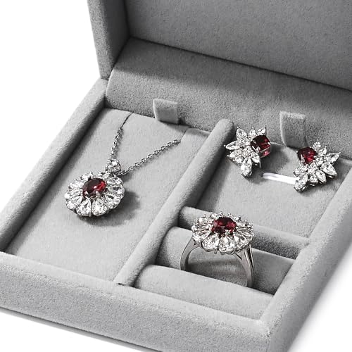 Velvet Jewelry Set Box, Gray Velvet Necklace Earring Ring Organizer - color: Grey