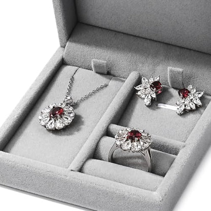Velvet Jewelry Set Box, Gray Velvet Necklace Earring Ring Organizer - color: Grey