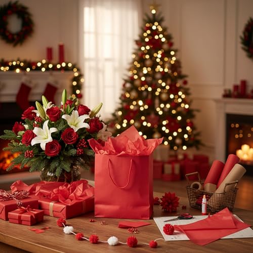 500 Sheets Red Tissue Paper Bulk 20 x 30 Inch for Christmas Gift Bags - color: Red, size: 20 x 30 Inch